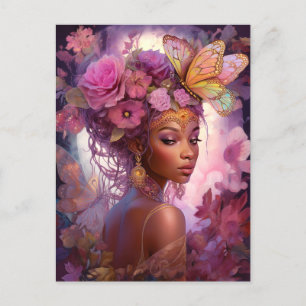 Black Goddess Pink Purple Fantasy Art Postcard