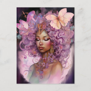 Black Goddess Pink Purple Fantasy Art Postcard