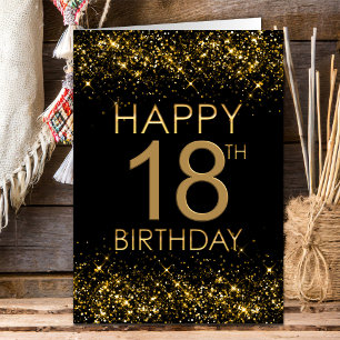 Black Gold 18th Birthday Card
