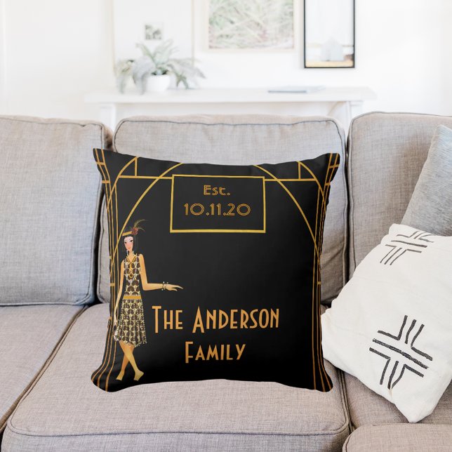 Black gold 1920 style art deco Gatsby Cushion (Creator Uploaded)