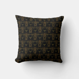 Black gold 1920's art deco pattern cushion