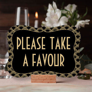 Black & Gold 1920's Gatsby Wedding Favour Sign Invitation
