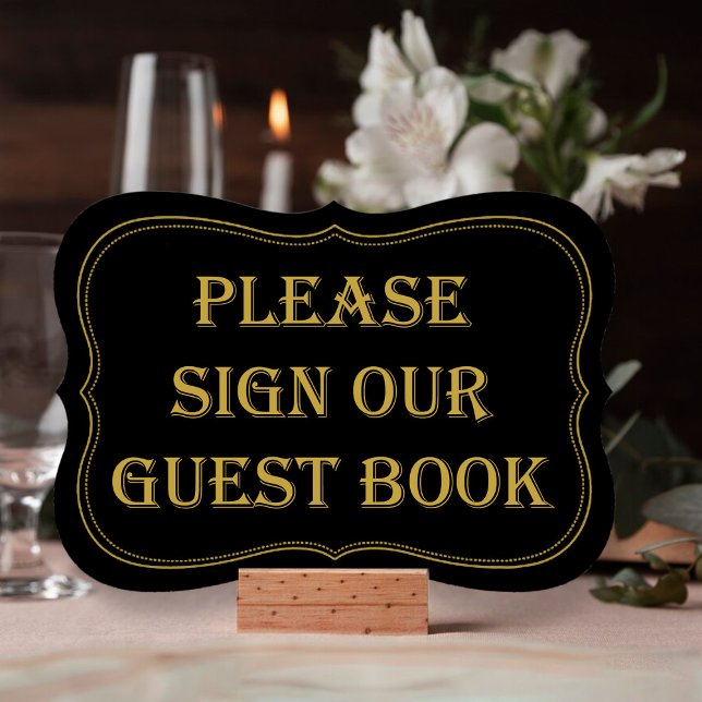 Black & Gold 1920's Gatsby Wedding Guest Book Sign (Creator Uploaded)