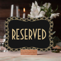 Black & Gold 1920's Gatsby Wedding Reserved Sign