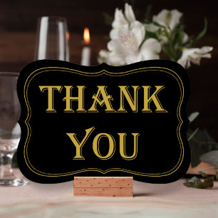 Black & Gold 1920's Gatsby Wedding Thank You Sign Card
