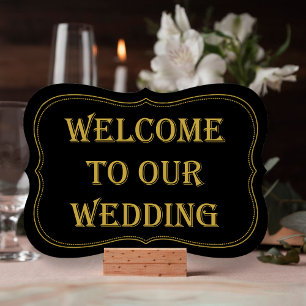 Black & Gold 1920's Gatsby Wedding Welcome Sign Invitation