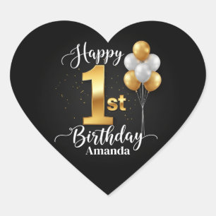 Black Gold 1st Birthday Sticker Sheet