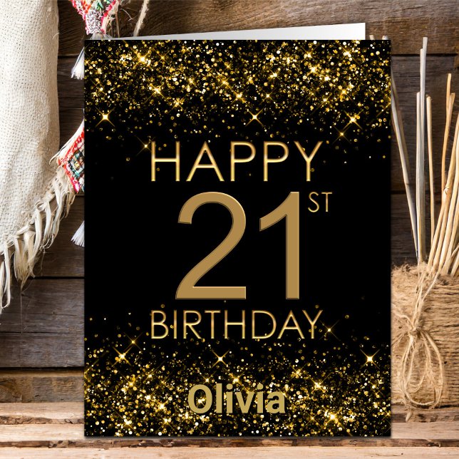 Black Gold 21st Birthday Card (Creator Uploaded)