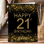 Black Gold 21st Birthday Card<br><div class="desc">This 21st birthday card is a perfect way to extend your greetings. Add a personal touch by including your favourite photo on the back.</div>