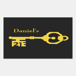 Black & Gold 21st Birthday Party Key Oval Sticker