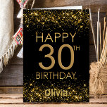 Black Gold 30th Birthday Card<br><div class="desc">This black and gold 30th birthday card is perfect to give birthday greetings on their special day.</div>