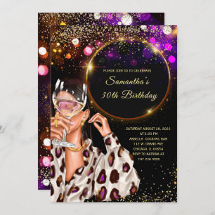 Black Gold 30th Birthday Invitation