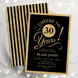Black Gold 30th Birthday Invitation