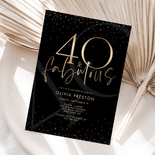 Black Gold 40 & Fabulous Birthday Invitation Card