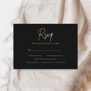 Black Gold 40th Birthday RSVP Card, Meal Choice Card