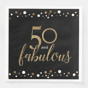 Black Gold 50 and fabulous 50th birthday Napkin