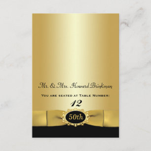 Black, Gold 50th Anniversary Folding Place Card