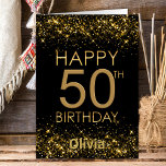 Black Gold 50th Birthday Card<br><div class="desc">This black and gold 50th birthday card is perfect to give birthday greetings on their special day.</div>