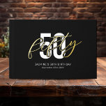 Black Gold 50th Birthday Guest Book<br><div class="desc">Modern 50th birthday party guest book featuring a stylish black background that can be changed to any colour,  the title "fifty",  plus the name and date in real gold foil. This can be changed to rose gold or silver.</div>