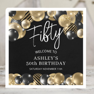 Black Gold 50th Birthday Napkin