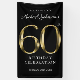 Black Gold 50th Birthday Party Elegant Welcome Banner