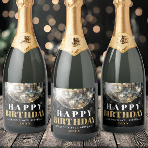 Black Gold 50th Birthday Party Sparkling Wine Label