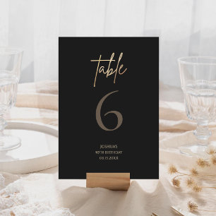 Black Gold 50th Birthday Party Table Number