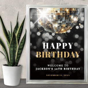 Black Gold 50th Birthday Party Welcome Sign