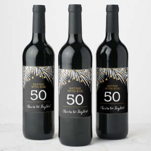 Black Gold 50th Birthday Wine Label