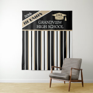 Black & Gold 50TH Class Reunion Photo Backdrop Tapestry