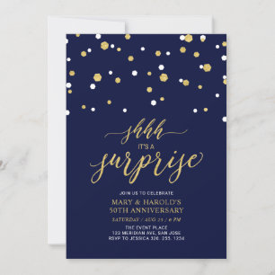 Black & Gold 50th Surprise Wedding Anniversary I Invitation