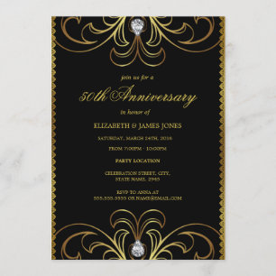Black & Gold 50th Wedding Anniversary Invite