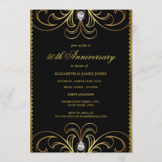 Black & Gold 50th Wedding Anniversary Invite