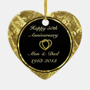 Black & Gold 50th Wedding Anniversary Ornament