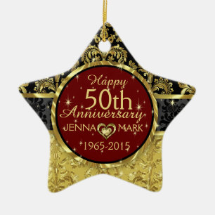 Black & Gold 50th Wedding Anniversary Ornament 2