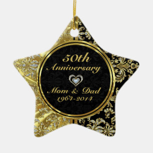 Black & Gold 50th Wedding Anniversary Ornament 2a