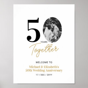 Black Gold 50th Wedding Anniversary Photo Welcome  Poster