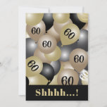 Black Gold 60th Birthday Balloon Invitation<br><div class="desc">Over the hill black and gold balloons surprise party invitation. Age and the name of the person being honoured.</div>