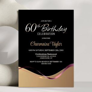 Black Gold 60th Birthday Party Invitation