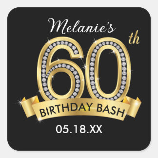 Black & Gold 60th Birthday Stickers