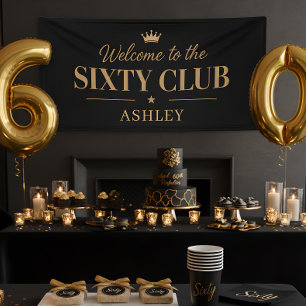 Black Gold 60th Birthday Welcome Banner