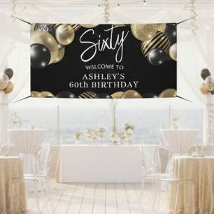 Black Gold 60th Birthday Welcome Banner