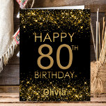 Black Gold 80th Birthday Card<br><div class="desc">This 80th birthday card is a perfect way to extend your greetings. Add a personal touch by including your favourite photo on the back.</div>