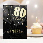 Black Gold 80th Birthday Party<br><div class="desc">Introducing the perfect way to commemorate a milestone eighty birthday: Real Foil 80th Birthday Party Invitations. This stylish set of invitations captures the chic, modern look of a 50th birthday celebration. With a classic black background and vibrant gold & white confetti, the design sets the perfect tone for a special...</div>