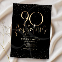 Black Gold 90 and Fabulous Birthday Invitation