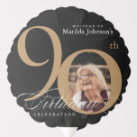 Black Gold 90th Birthday Calligraphy Custom Photo Balloon<br><div class="desc">Black Gold 90th Birthday Calligraphy Custom Photo Balloon. And elegantly designed special birthday celebration,  featuring a custom photo of birthday person and script calligraphy with vintage flourish elements. Simple enough to fit a variety of themes and colours!
Need help? Simply contact me!</div>