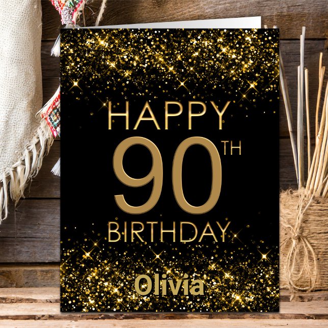 Black Gold 90th Birthday Card (Creator Uploaded)