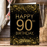 Black Gold 90th Birthday Card<br><div class="desc">This black and gold 90th birthday card is perfect to give birthday greetings on their special day.</div>