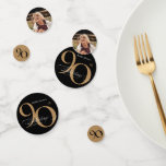 Black Gold 90th Birthday Party Calligraphy Elegant Confetti<br><div class="desc">Black Gold 90th Birthday Party Calligraphy Elegant Confetti. And elegantly designed special birthday celebration invitation,  featuring a custom photo of birthday person and script calligraphy with vintage flourish elements. Simple enough to fit a variety of themes and colours!
Need help? Simply contact me!</div>