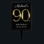 Black Gold 90th Birthday Solid Typography Elegant  Cake Pick<br><div class="desc">Black Gold 90th Birthday Solid Typography Elegant Cake Topper. Simple yet classy birthday theme design with the birth year milestone in solid gold text effect! Elegantly design for any gender, male or female. Definitely a solid way to celebrate your birthday milestone! Check out the collection for co-ordinating items that will...</div>